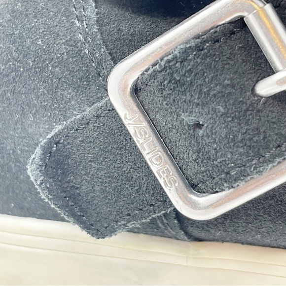 J/SLIDES Women’s Black Faux Fur Lined Winter Ankle Buckle Booties Size 8 - Picture 6 of 13